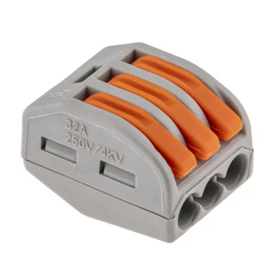 Клеммы соединительные монтажные с рычажком Duwi СМК 222-413 3-проводные 4мм² серые 20шт 26630 3