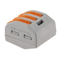 Клеммы соединительные монтажные с рычажком Duwi СМК 222-413 3-проводные 4мм² серые 50шт 26638 9