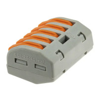 Клеммы соединительные монтажные с рычажком Duwi СМК 222-415 5-проводные 4мм² серые 20шт 26747 8