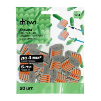 Клеммы соединительные монтажные с рычажком Duwi СМК 222-415 5-проводные 4мм² серые 20шт 26747 8