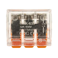 Клеммы соединительные монтажные с рычажком Duwi СМК 223-413 3-проводные 4мм² прозрачные 20 шт 26697 6