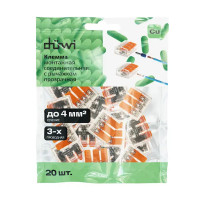 Клеммы соединительные монтажные с рычажком Duwi СМК 223-413 3-проводные 4мм² прозрачные 20 шт 26697 6