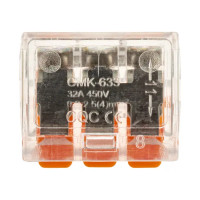 Клеммы соединительные монтажные с рычажком Duwi СМК 223-413 3-проводные 4мм² прозрачные 50 шт 26716 4