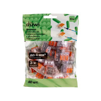 Клеммы соединительные монтажные с рычажком Duwi СМК 223-413 3-проводные 4мм² прозрачные 50 шт 26716 4