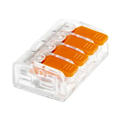 Клеммы соединительные монтажные с рычажком Duwi СМК 223-414 4-проводные 4мм² прозрачные 20 шт 26727 0