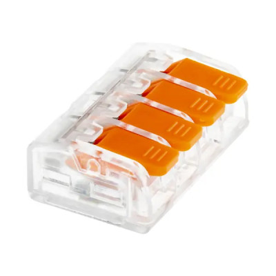 Клеммы соединительные монтажные с рычажком Duwi СМК 223-414 4-проводные 4мм² прозрачные 50 шт 26746 1