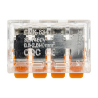 Клеммы соединительные монтажные с рычажком Duwi СМК 223-414 4-проводные 4мм² прозрачные 50 шт 26746 1