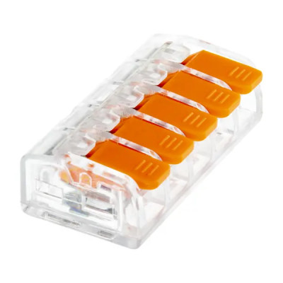 Клеммы соединительные монтажные с рычажком Duwi СМК 223-415 5-проводные 4 кв.мм прозрачные 50 шт 26748 5