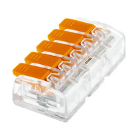 Клеммы соединительные монтажные с рычажком Duwi СМК 223-415 5-проводные 4 кв.мм прозрачные 50 шт 26748 5