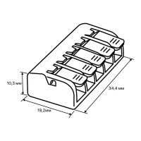 Клеммы соединительные монтажные с рычажком Duwi СМК 223-415 5-проводные 4 кв.мм прозрачные 50 шт 26748 5