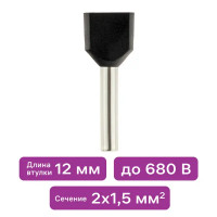 Наконечник-гильза Duwi НШВИ 2 1.5-12 мм цвет черный 25 шт.