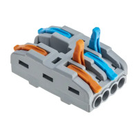 Клеммы разветвительные рычажковые Duwi СМК-524 PRO 2х4-проводные 4мм² серые 4шт 26660 4