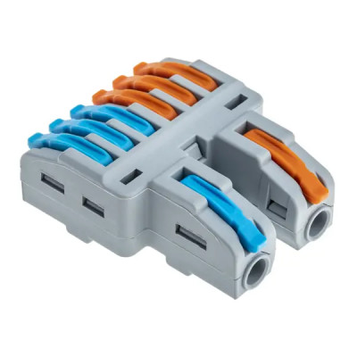 Клеммы разветвительные рычажковые Duwi СМК-526 PRO 2х6-проводные 4мм² серые 4шт 26661 1