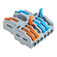 Клеммы разветвительные рычажковые Duwi СМК-526 PRO 2х6-проводные 4мм² серые 4шт 26661 1