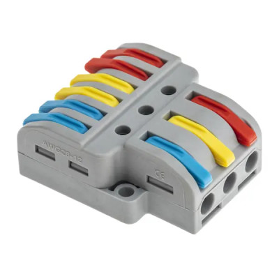 Клеммы разветвительные рычажковые Duwi СМК-536 PRO 3х6-проводные 4мм² серые 4шт 26661 1