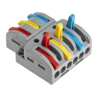 Клеммы разветвительные рычажковые Duwi СМК-536 PRO 3х6-проводные 4мм² серые 4шт 26661 1