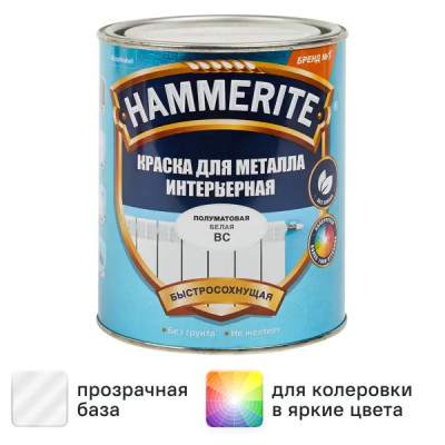 Грунт-эмаль 2 в 1 для металла Hammerite полуматовая прозрачная база BC 0.9