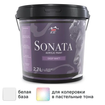 Краска для стен и потолков Parade Sonata Deep Matt моющаяся матовая цвет белый база А 2.7 л