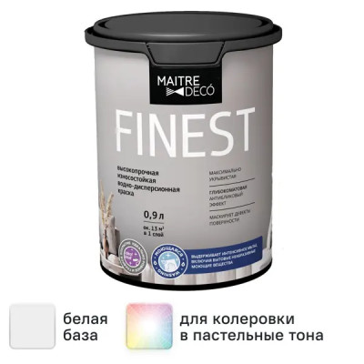 Краска для стен и потолков Maitre Deco Finest матовая белая база А 0.9 л