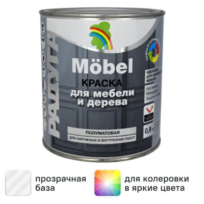 Краска для мебели Радуга матовая цвет прозрачный 0.9 л