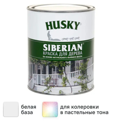 Краска для дерева Husky Siberian моющаяся полуматовая цвет белый 0.9 л