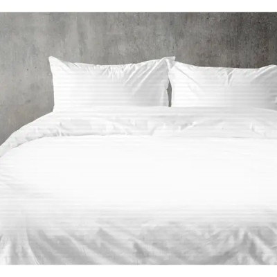 Комплект постельного белья полутораспальный перкаль (страйп) белый
