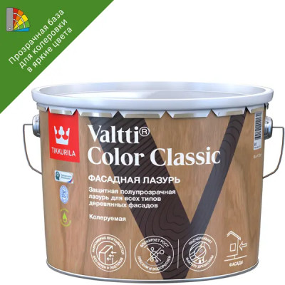 Лазурь содержащая масло Tikkurila Valtti Color Classic База EC бесцветная 9 л