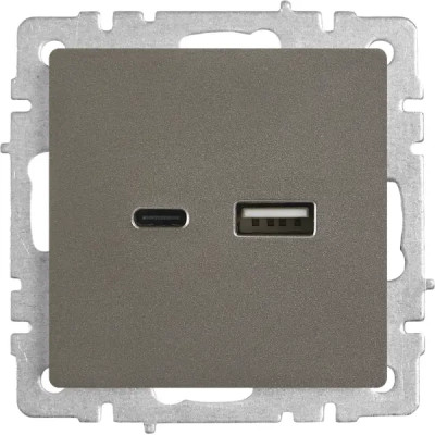Розетка USB встраиваемая IEK Brite РЮ11-1-БрС цвет сталь