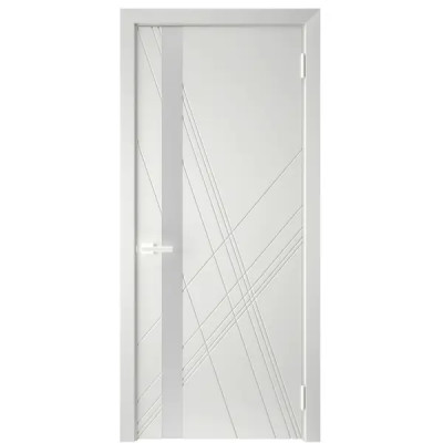 Дверь межкомнатная остекленная с замком и петлями в комплекте Графика Х 80x200 см эмаль цвет светло-серый