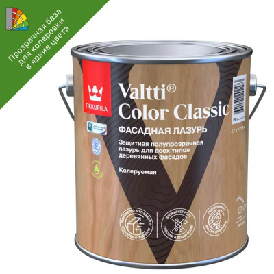 Лазурь содержащая масло Tikkurila Valtti Color Classic База EC бесцветная 2.7 л