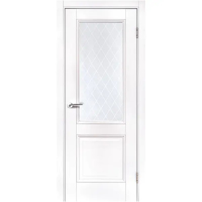 Дверь межкомнатная остекленная с замком и петлями в комплекте Палермо 80x200 см полипропилен цвет аляска