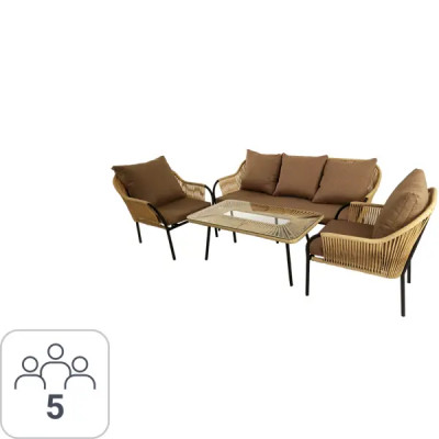 Комплект садовой мебели Nuar 3 CNR001 сталь черный/бежевый: диван стол кресла 2 шт.