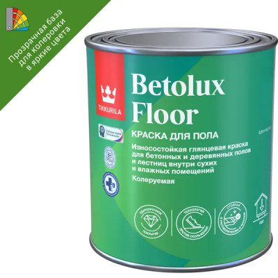 Краска для полов износостойкая Tikkurila Betolux Floor глянцевая прозрачная база С 0.9 л