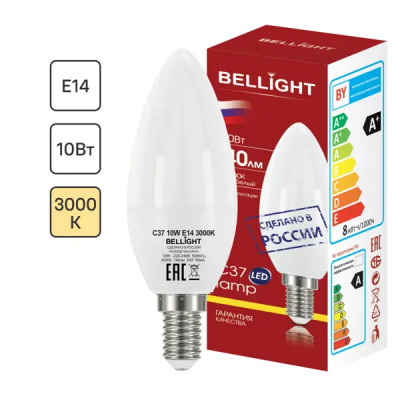 Лампа светодиодная Bellight Е14 220-240 В 10 Вт свеча 740 лм теплый белый цвет света