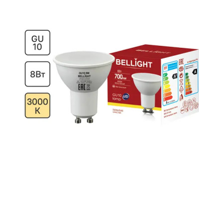 Лампа светодиодная Bellight GU10 220-240 В 8 Вт спот 700 лм теплый белый цвет света