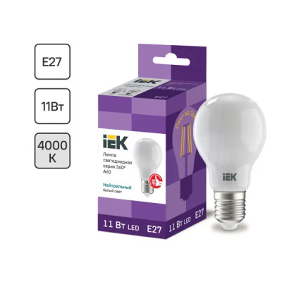Лампа светодиодная IEK E27 175-250 В 11 Вт груша матовая 1265 лм нейтральный белый свет