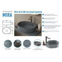 Раковина Mira Oval SM накладная 35 см литьевой мрамор цвет графит матовый