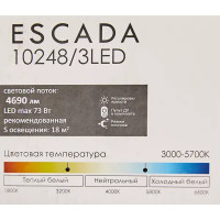 Люстра потолочная светодиодная Escada 10248/3LED с пультом, 21 м², регулируемый белый свет, цвет золотой