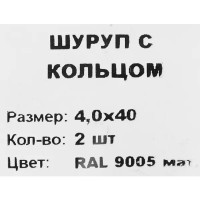 Шуруп-кольцо 4x40 мм, оцинкованная сталь RAL9005 2 шт.