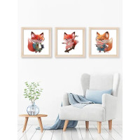Модульная картина Лисята 40x40 см 3 шт.