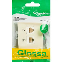 Розетка двойная встраиваемая Schneider Electric Glossa RJ11/RJ45 UTP cat 5e цвет бежевый