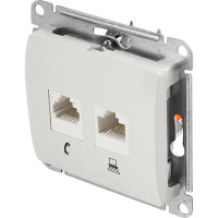 Розетка двойная встраиваемая Schneider Electric Glossa RJ11/RJ45 UTP cat 5e цвет молочный