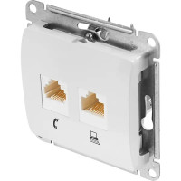 Розетка двойная встраиваемая Schneider Electric Glossa RJ11/RJ45 UTP cat 5e цвет белый