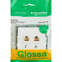 Розетка двойная встраиваемая Schneider Electric Glossa RJ11/RJ45 UTP cat 5e цвет белый
