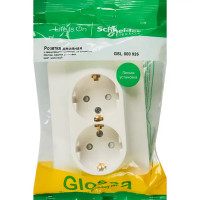 Розетка двойная встраиваемая Schneider Electric Glossa с заземлением со шторками в сборе цвет молочный