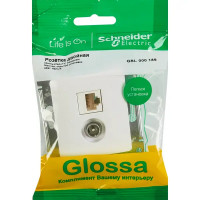 Розетка двойная компьютерная встраиваемая Schneider Electric Glossa RJ45 UTP cat 5e цвет белый