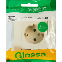 Розетка встраиваемая Schneider Electric Glossa с заземлением в сборе цвет бежевый