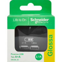 Розетка USB встраиваемая Schneider Electric Glossa цвет антрацит