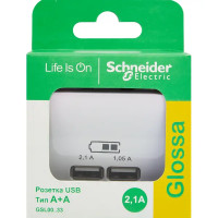 Розетка USB встраиваемая Schneider Electric Glossa цвет белый