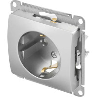 Розетка встраиваемая Schneider Electric Glossa с заземлением с шторками цвет алюминий